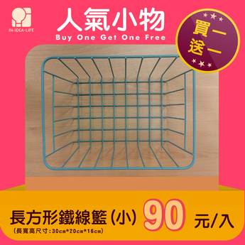 北歐風 鐵藝網格長方型收納籃(小)
